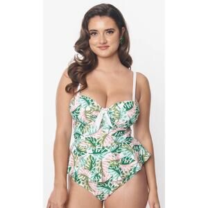 Unique Vintage Tropical Print Bikini Top